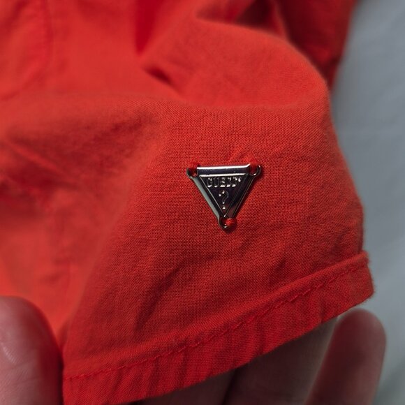Guess Button-Down Top Long Sleeve Orange/Red size Medium - Picture 6 of 7
